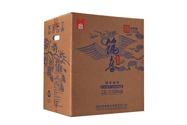 筑春醬酒仿元青花飛鳳紋梅瓶 醬香型【53度 5L】